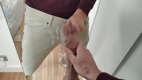 Gay shaking cum, uncut, orgasm