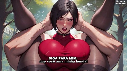 Ada Wong se sienta y recibe semen en su polla dura - Hentai JOI