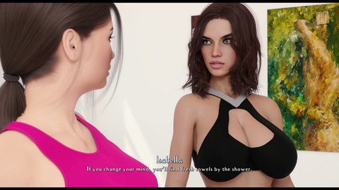 거유 갈색 머리, 비주얼 노벨, 섹시한 갈색 머리