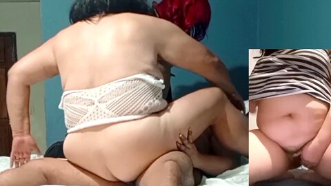 My boyfriend gets double-teamed by a trans girl while he also pleasures his stepmom