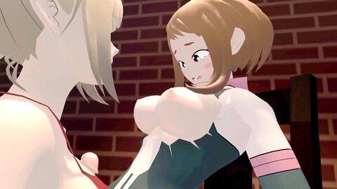 Himiko domine Ochako en tant qu'amante soumise dans une rencontre futa brûlante