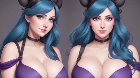 Chicas de anime de dibujos animados divirtiéndose en una loca diversión hentai